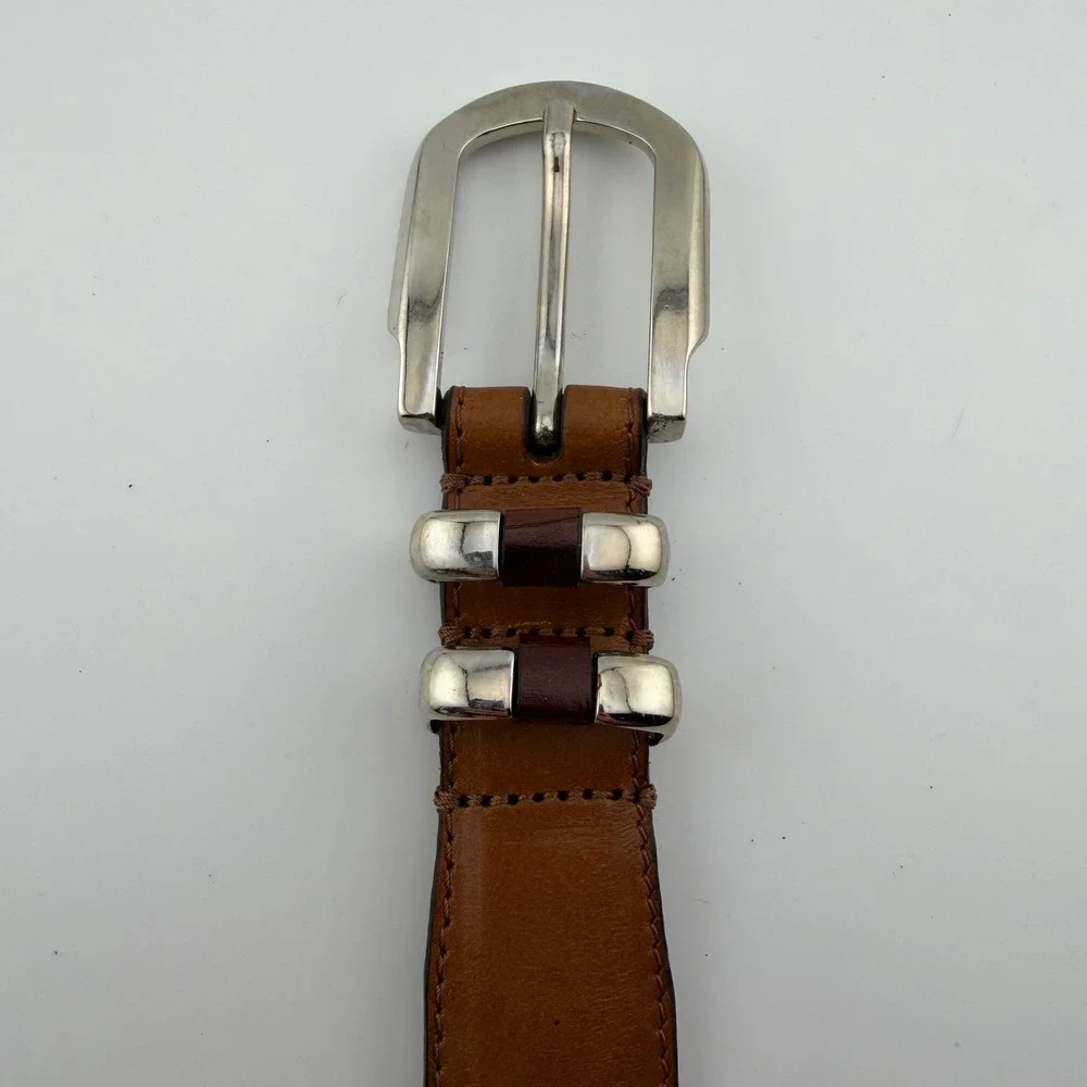 Paul Fredrick Leather Belt Mens 44 Tan Genuine Leather Handcrafted Argentina